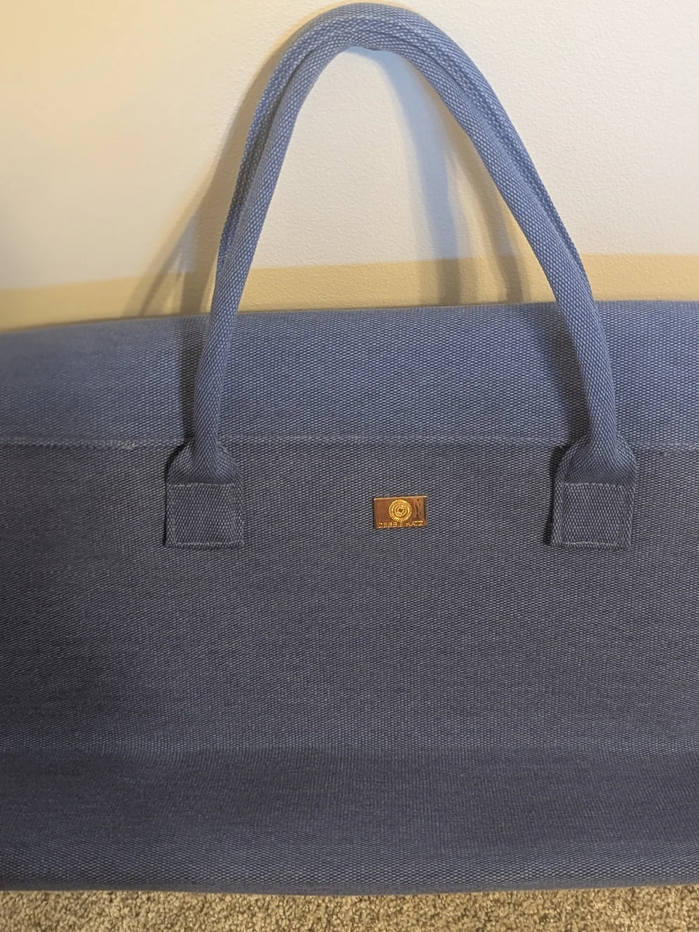 Brand New: Debbie Katz Blue Canvas Tote Bag with Gold Turn-Lock